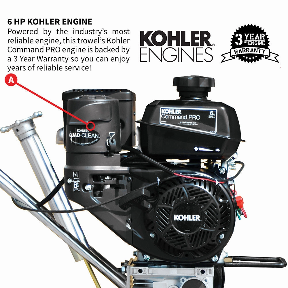 24" Concrete Power Trowel Edger 6HP Kohler Float Pan Blade Screed Finishing Tool
