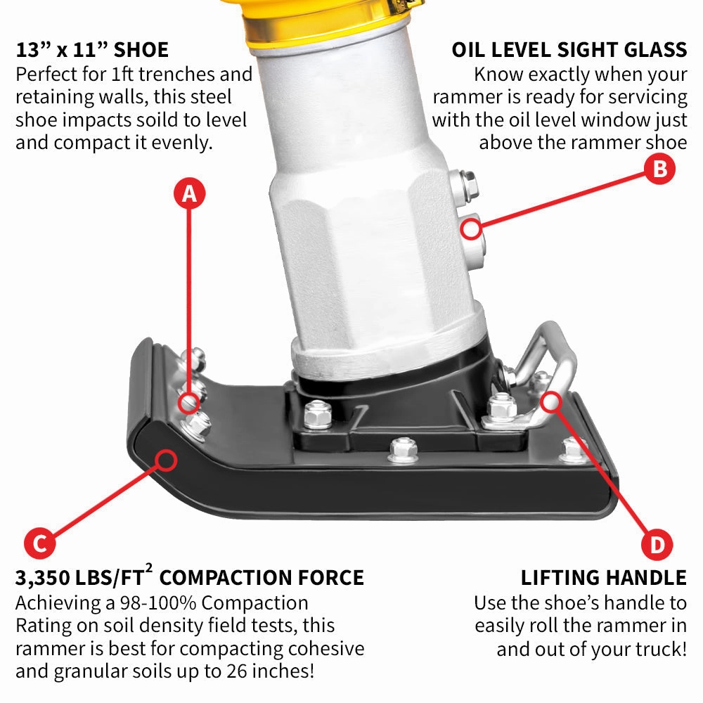 3 HP Honda Vibratory Rammer Tamper with Honda GX100 Engine 3350 lbs/ft