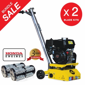 8 Gas Concrete Scarifier Planer Grinder with 5.5 HP Honda Engine Blade Bundle