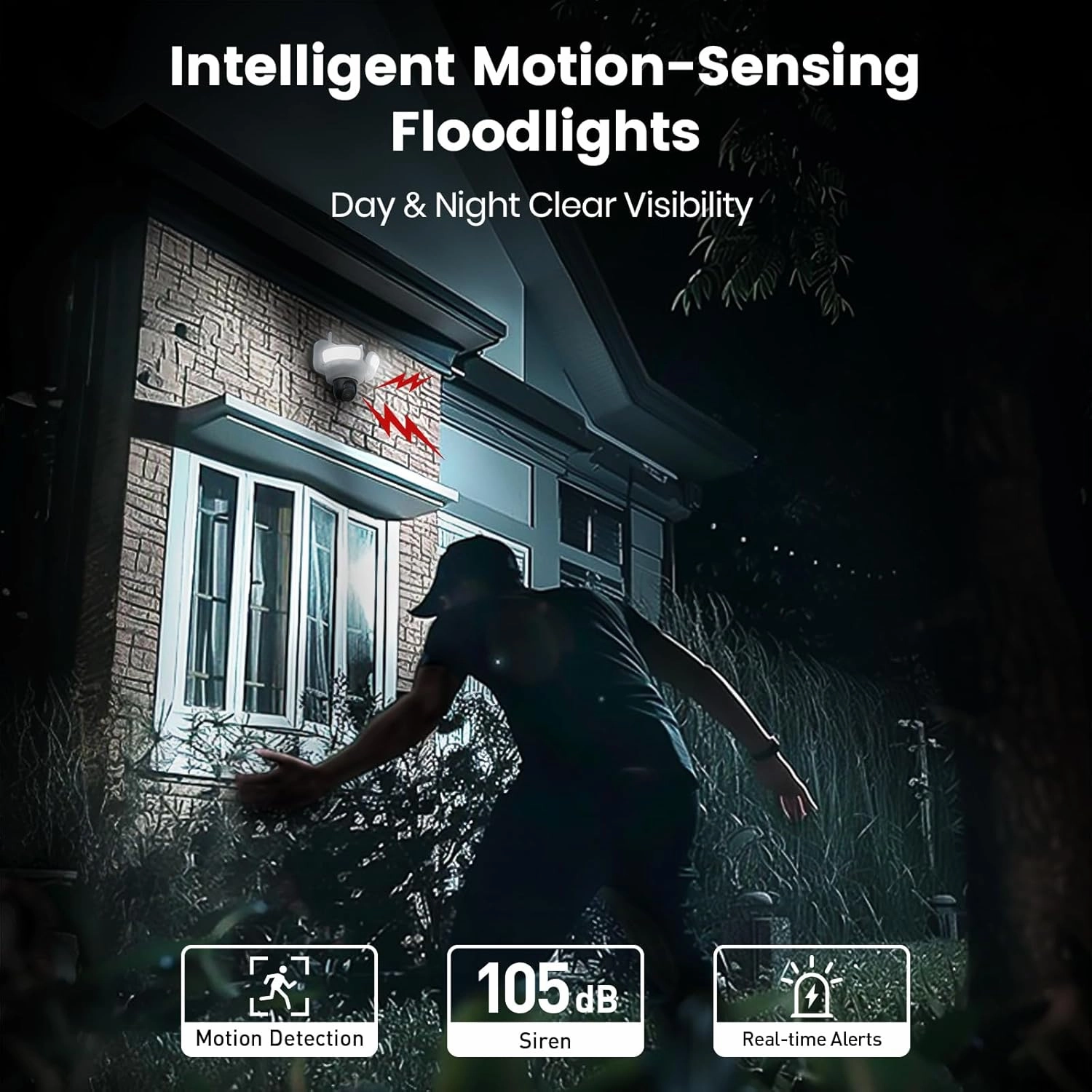 AOSU 2600 Lumen Brightness Wired Floodlight Camera - 270 Detection Angle And Vehicle Protection Camera