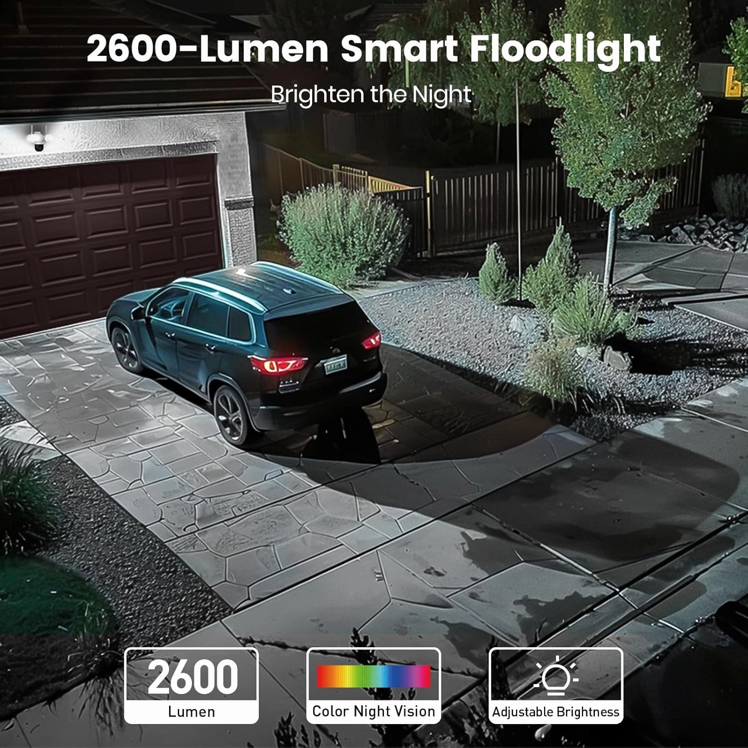 AOSU 2600 Lumen Brightness Wired Floodlight Camera - 270 Detection Angle And Vehicle Protection Camera