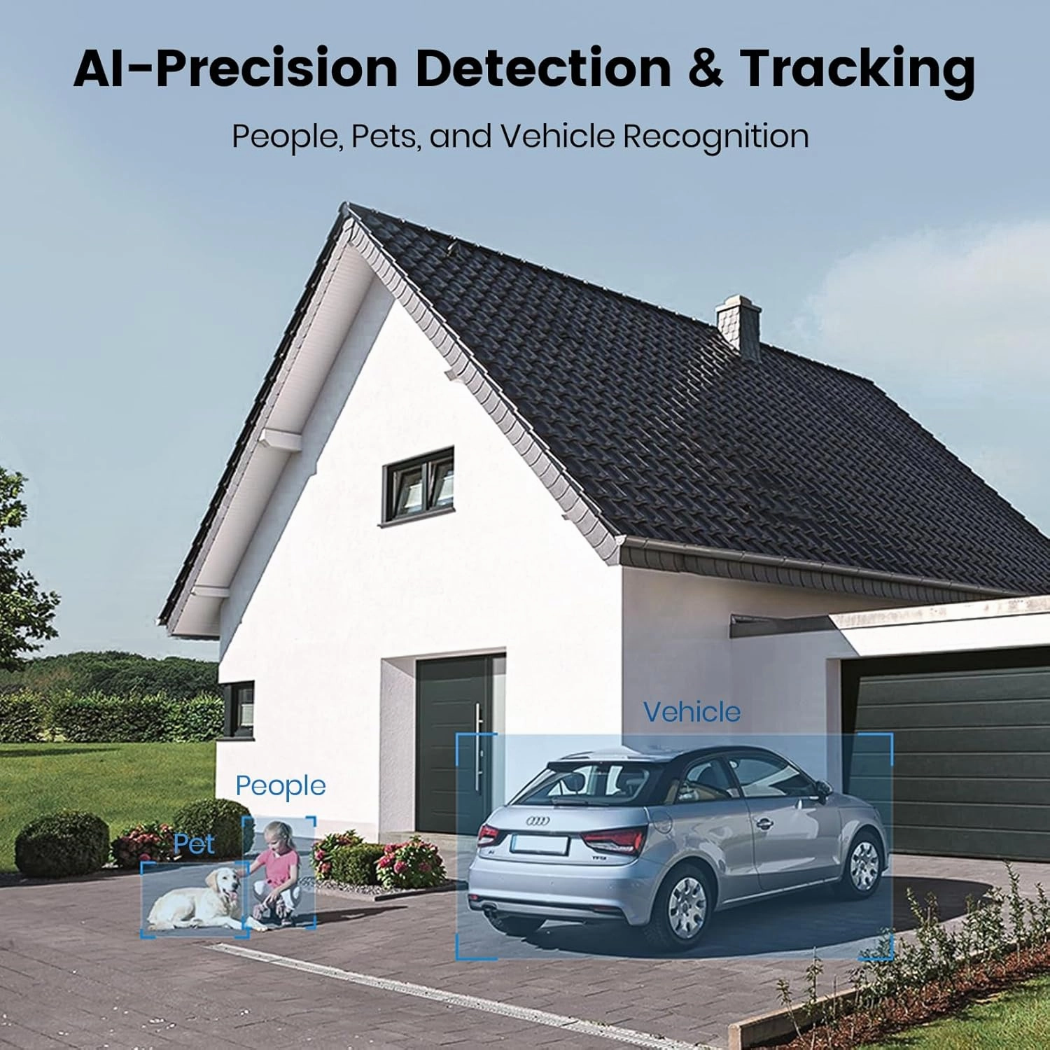 AOSU 2600 Lumen Brightness Wired Floodlight Camera - 270 Detection Angle And Vehicle Protection Camera