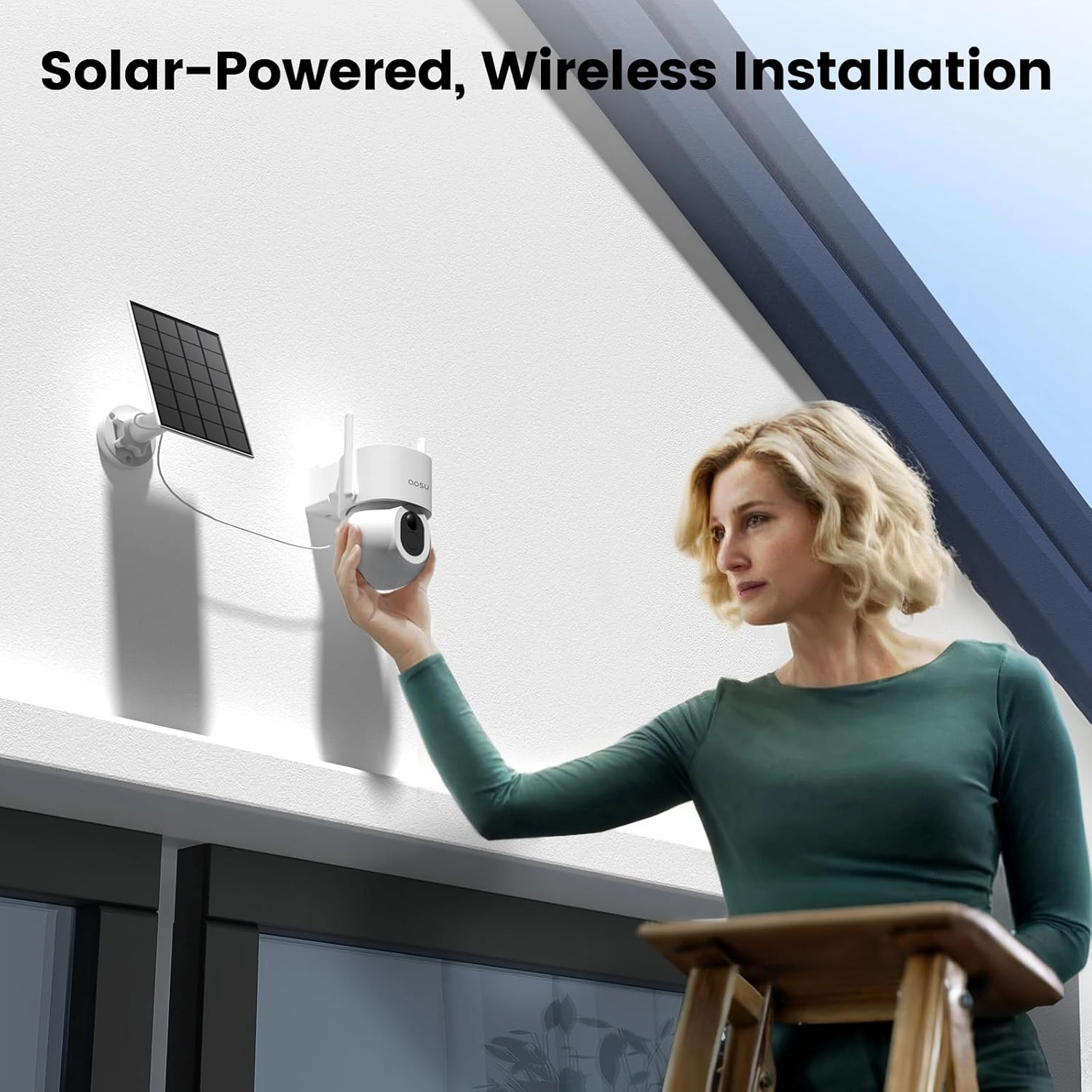 AOSU Solar Wireless Outdoor Security Camera-360 Pan/Tilt Surveillance with Floodlight - C9S2CH11