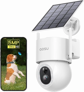 AOSU Solar Wireless Outdoor Security Camera-360 Pan/Tilt Surveillance with Floodlight - C9S2CH11