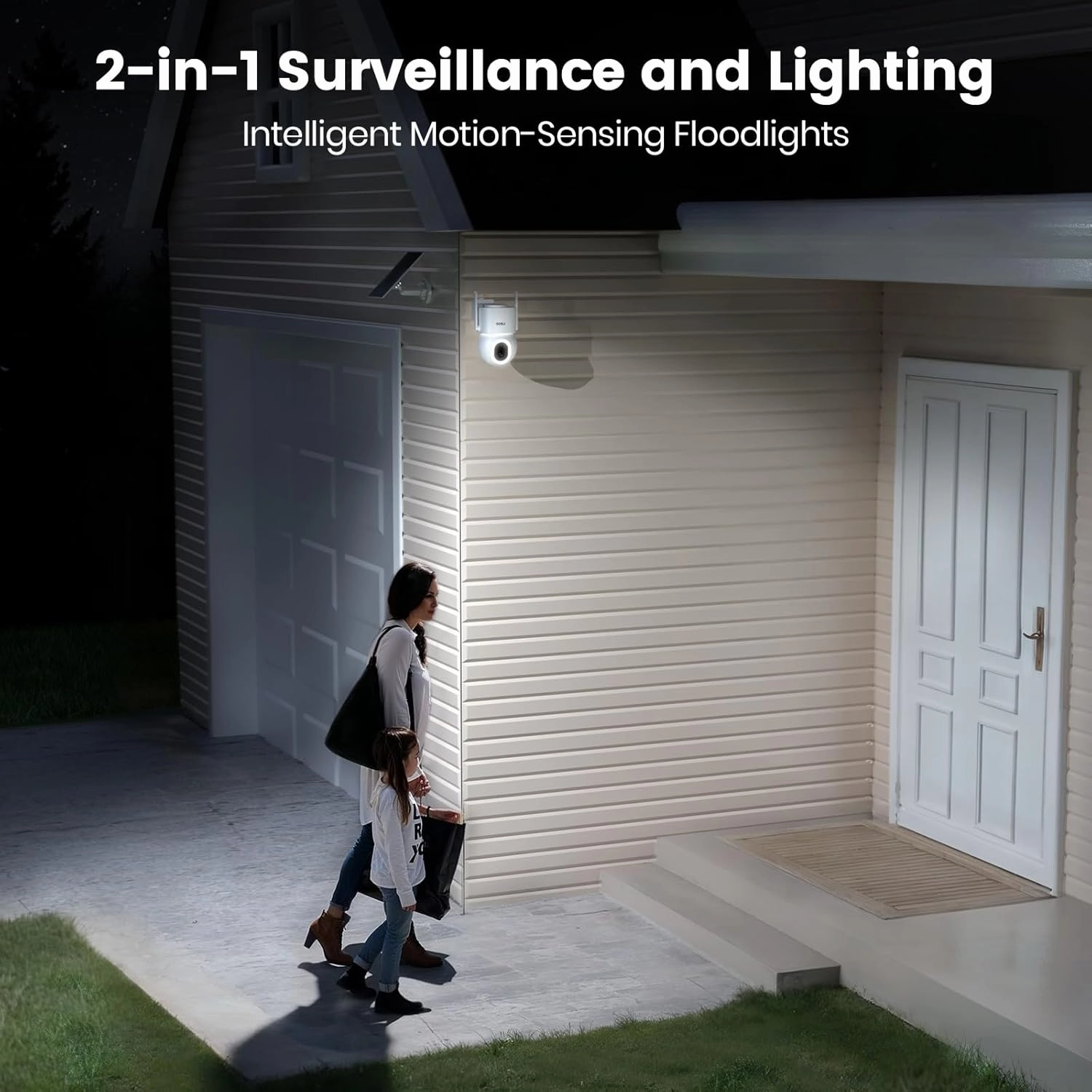 AOSU Solar Wireless Outdoor Security Camera-360 Pan/Tilt Surveillance with Floodlight - C9S2CH11