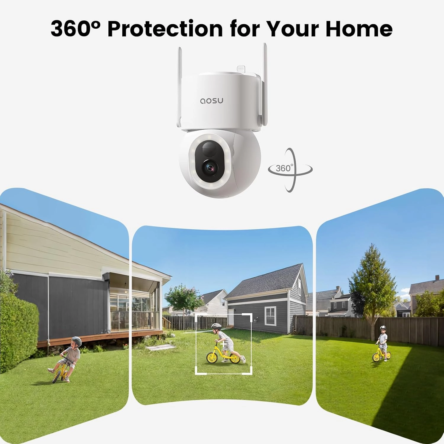 AOSU Solar Wireless Outdoor Security Camera-360 Pan/Tilt Surveillance with Floodlight - C9S2CH11