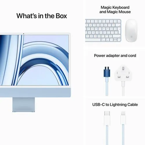 Apple iMac 24Inch With Retina 4.5K Display, M3 Chip, 8 Core Cpu & 8 Core Gpu, 256GB, Blue