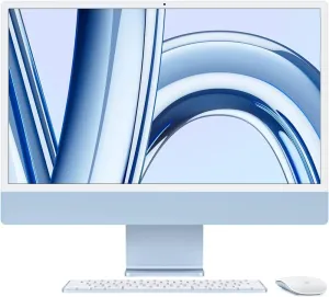 Apple iMac 24Inch With Retina 4.5K Display, M3 Chip, 8 Core Cpu & 8 Core Gpu, 256GB, Blue tv stand, curved tv