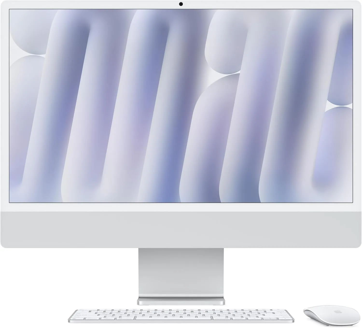 Apple iMac 24Inch with Retina 4.5K Display, M4 chip with 10core CPU, 24GB Ram, 512GB, Silver tv stand, curved tv