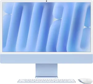 Apple iMac 24Inch with Retina 4.5K Display, M4 chip with 10Core CPU & 10Core GPU, 16GB, 256GB SSD, Blue tv stand, curved tv