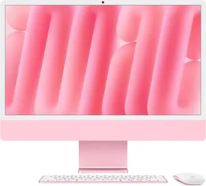 Apple iMac 24Inch with Retina 4.5K Display, M4 chip with 8core CPU and 8core GP, 256GB SSD, Pink tv stand, curved tv