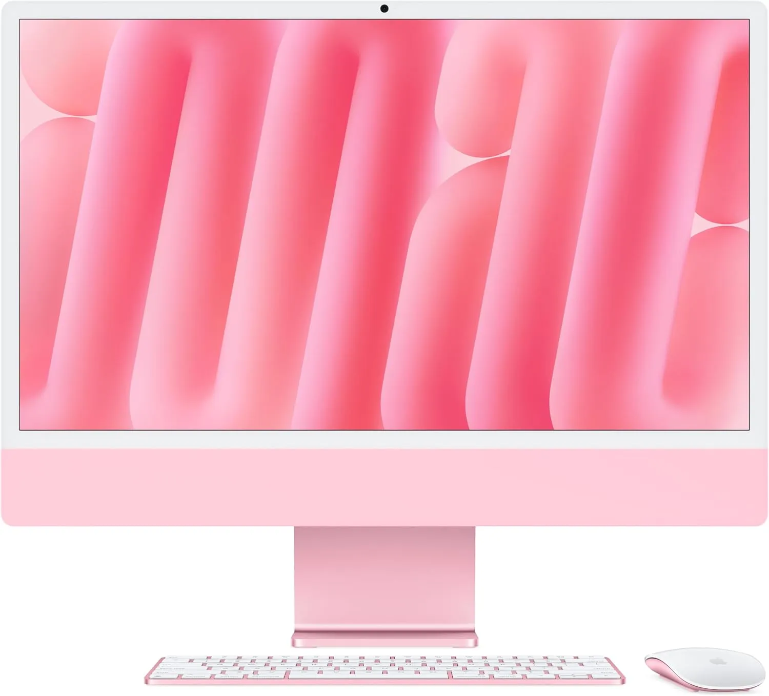 Apple iMac 24Inch with Retina 4.5K Display, M4 chip with 8core CPU and 8core GP, 256GB SSD, Pink tv stand, curved tv