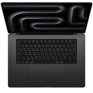 Apple MacBook Pro 16Inch, M4 Max chip with 14core CPU and 32core GPU, 36GB, 1TB SSD, Space Black tv stand, curved tv