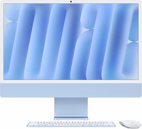 Apple iMac 24Inch with Retina 4.5K Display, M4 chip with 10core CPU, 24GB Ram, 512GB, Blue tv stand, curved tv