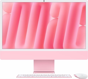 Apple iMac 24Inch with Retina 4.5K Display, M4 chip with 10core CPU, 24GB Ram, 512GB, Pink tv stand, curved tv