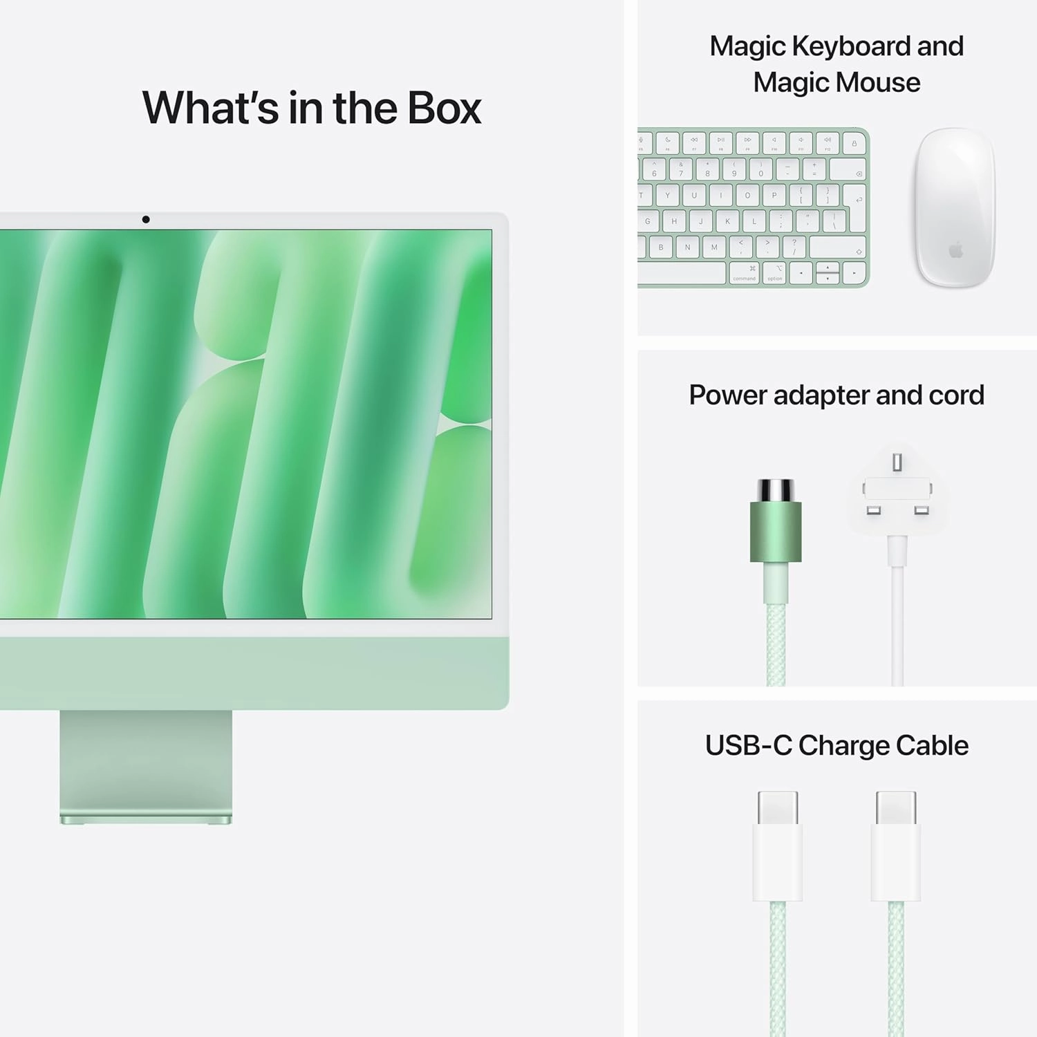 Apple iMac 24Inch with Retina 4.5K Display, M4 chip with 10core CPU and 10core, 256GB SSD, Green