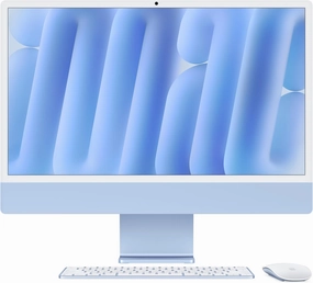 Apple iMac 24Inch with Retina 4.5K Display, M4 chip with 8core CPU and 8core GP, 256GB SSD, Blue tv stand, curved tv