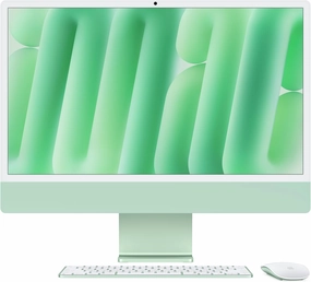Apple iMac 24Inch with Retina 4.5K Display, M4 chip with 8core CPU and 8core GP, 256GB SSD, Green tv stand, curved tv
