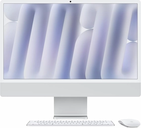 Apple iMac 24Inch with Retina 4.5K Display, Nano Texture Glass, M4 chip with 10core, 256GB SSD, Silver tv stand, curved tv