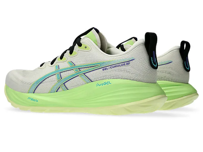 ASICS MEN'S GEL CUMULUS 27 BIRCH/LIME RUNNING SHOES Shoes_Mens-Asics