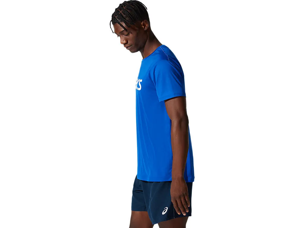 ASICS MEN'S SILVER LOGO BLUE TEE Shoes_Mens-Asics