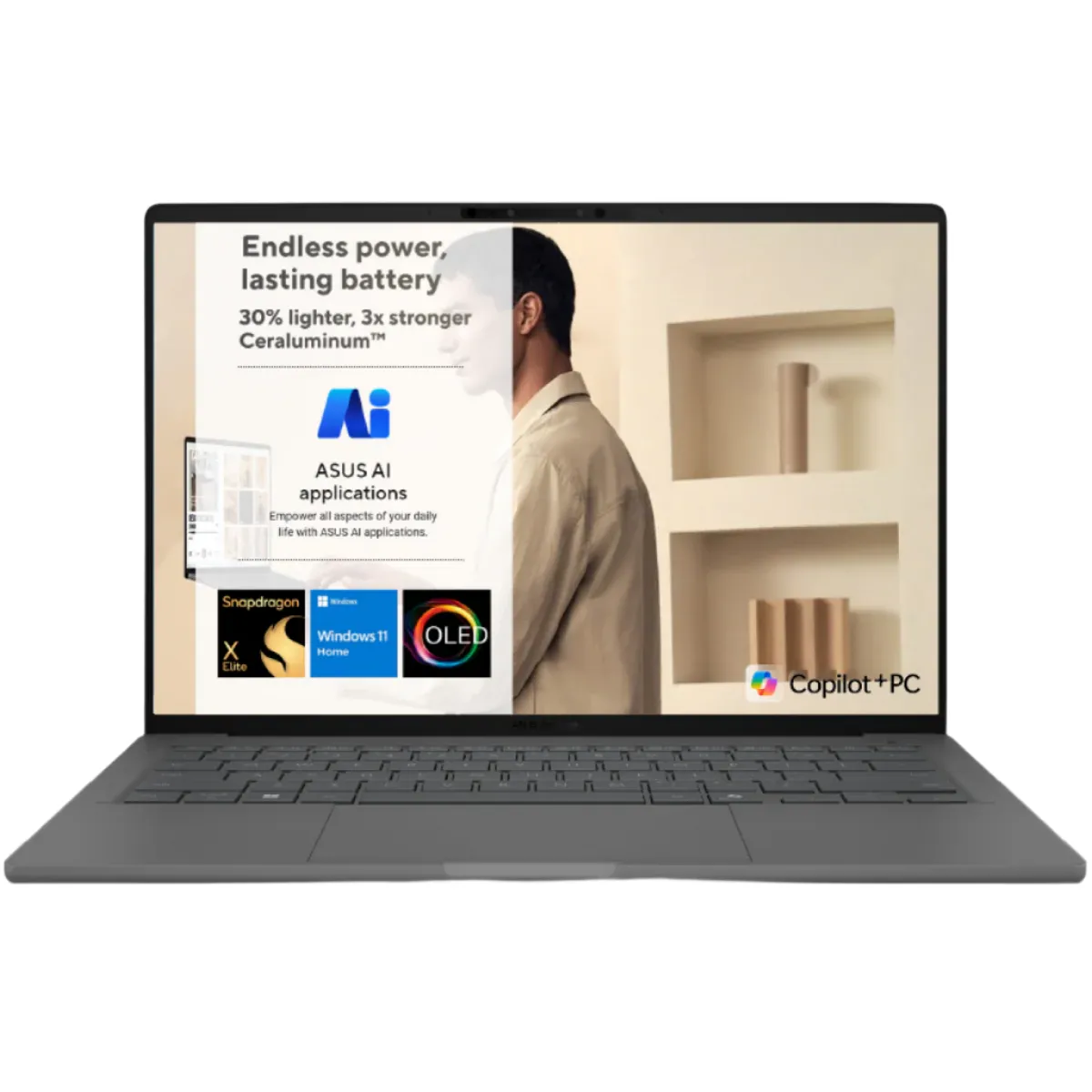Asus ZenBook 14-Snapdragon X Elite X1E 78, 16GB & 1TB SSD, Qualcomm Adreno GPU-14, 14Inch, Win11 tv stand, curved tv