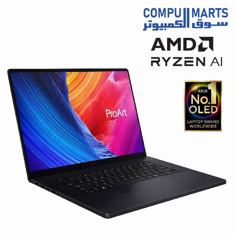 Asus ProArt P16 H7606WI-ME058W Laptop AMD Ryzen AI 9 HX 370, 64GB RAM, 2TB SSD RTX 4070 8GB 16-inch 4K OLED Touch Win11 Nano Black - 90NB1421-M00830