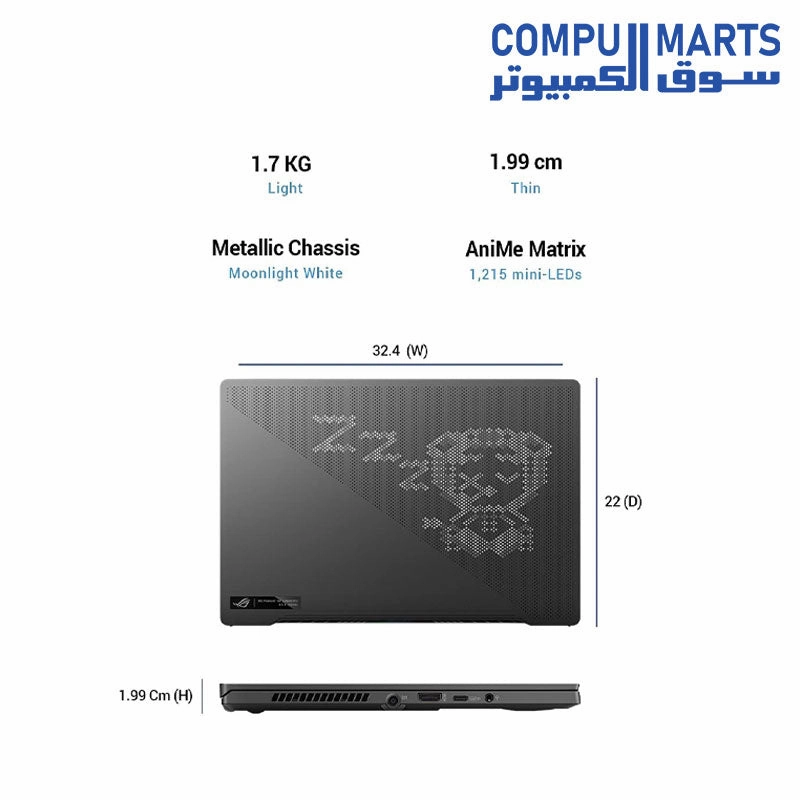 ASUS ROG Zephyrus G14 (2021), 14 INCH  WQHD 120Hz, Ryzen 9 5900HS, RTX 3060 6GB  Gaming Laptop (16GB/1TB SSD/Office 2019/Windows 10/Eclipse Gray/Anime Matrix/1.7 Kg), GA401QM-K2012T