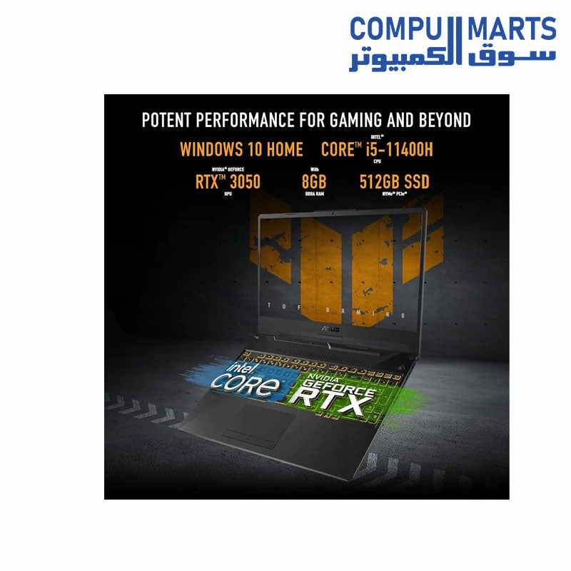 ASUS TUF Gaming F15 FX506HC-HN002W Core i5 11400H 8GB RAM 512GB SSD Display 15.6 FHD 144HZ Nvidia Geforce RTX 3050 4GB WIN 11