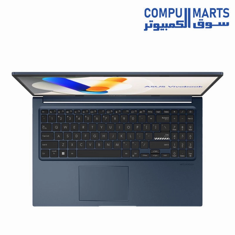 ASUS Vivobook 15 X1504ZA-NJ003W Laptop Intel CORE i3-1215U ,4GB RAM DDR4 , 256GB SSD ,Intel Iris Xe Graphics 15.6-Inch FHD Win11 Quite Blue - 90NB1021-M00CE0