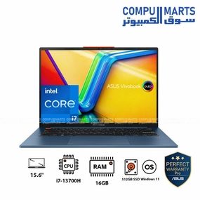 ASUS Vivobook S 15 OLED K5504VA-MA007W (2023), Intel Core i7-13700H 13th Gen, 15.6" 3K (2880 x 1620) OLED 120Hz  (16GB/512GB SSD/Iris Xe/Win 11) mini pc,computer