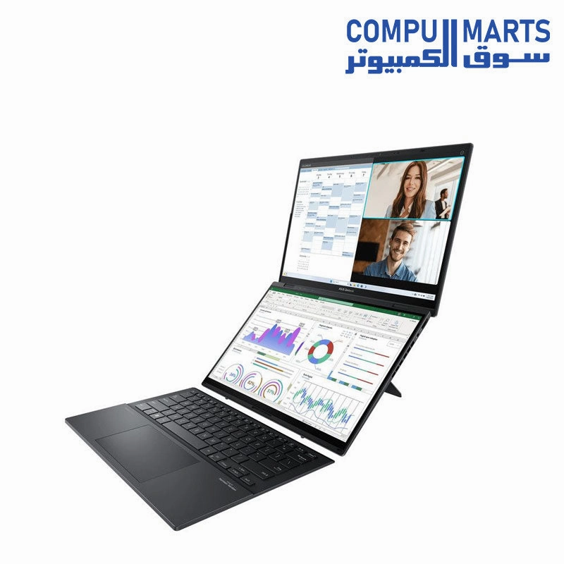 Asus Zenbook DUO  UX8406CA-PZ062W Laptop, Intel Core Ultra 7 255H, 1TB SSD, 32GB RAM, 14 Inch, 3K, OLED, 120Hz, Intel Arc Graphics, Windows 11 - Inkwell Grey