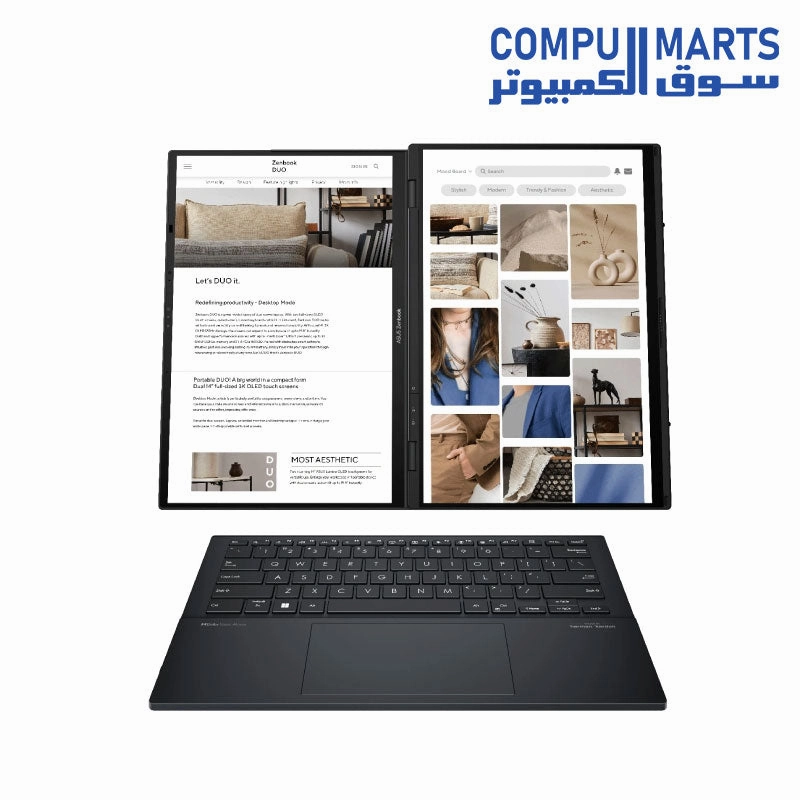 ASUS Zenbook Duo UX8406MA-PZ073W Ultra 7 Processor 155H LPDDR5X 16GB 1TB M.2 NVMe PCIe 4.0 SSD Intel Ar Graphics 14 3K (2880 x 1800) OLED 16:10 aspect ratio WIN 11  ( 1 Year Perfect Warranty )