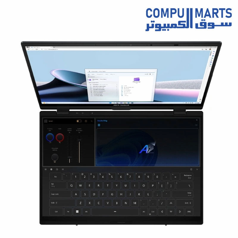 ASUS Zenbook Duo UX8406MA-PZ073W Ultra 7 Processor 155H LPDDR5X 16GB 1TB M.2 NVMe PCIe 4.0 SSD Intel Ar Graphics 14 3K (2880 x 1800) OLED 16:10 aspect ratio WIN 11  ( 1 Year Perfect Warranty )