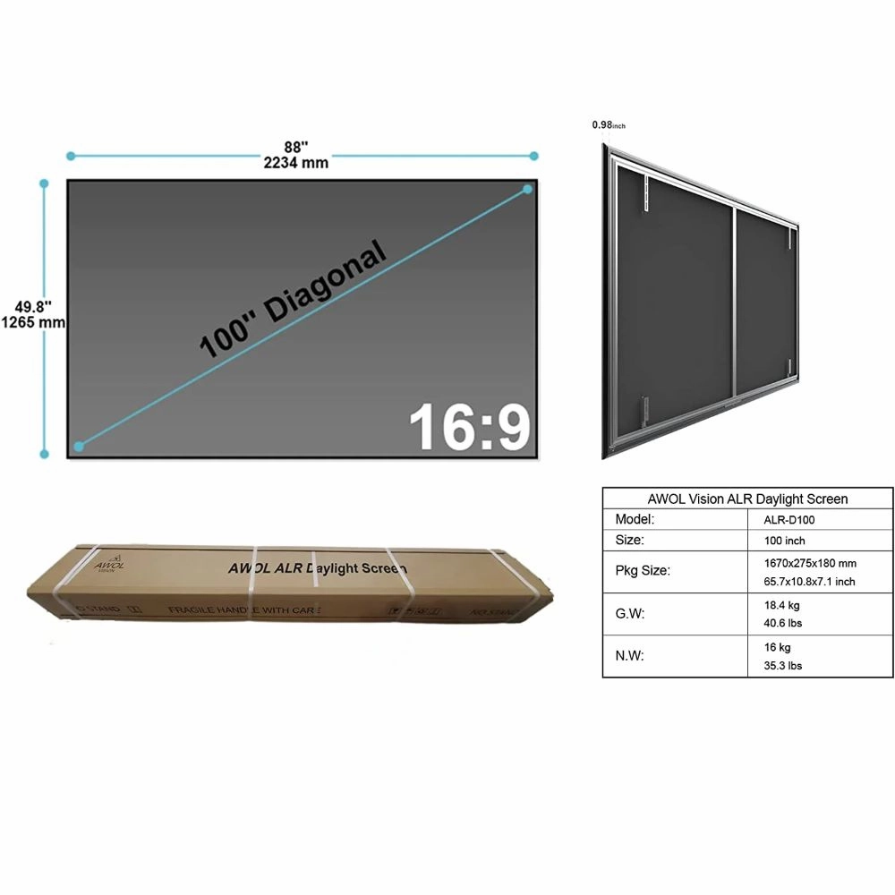 AWOL Vision 100" -120" DAYLIGHT ALR SCREEN