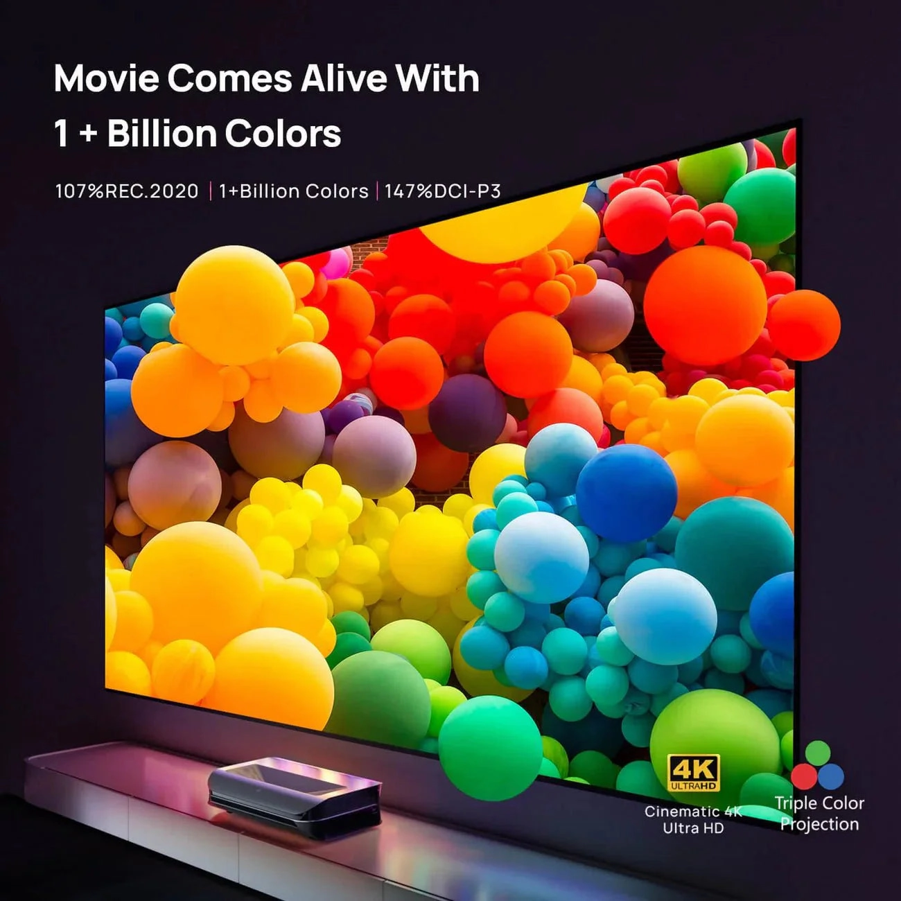 AWOL Vision LTV-3000 Pro Plus 100''-120'' Cinematic ALR Screen Bundle - 4K 3D Ultra Short Throw Triple Laser Projector