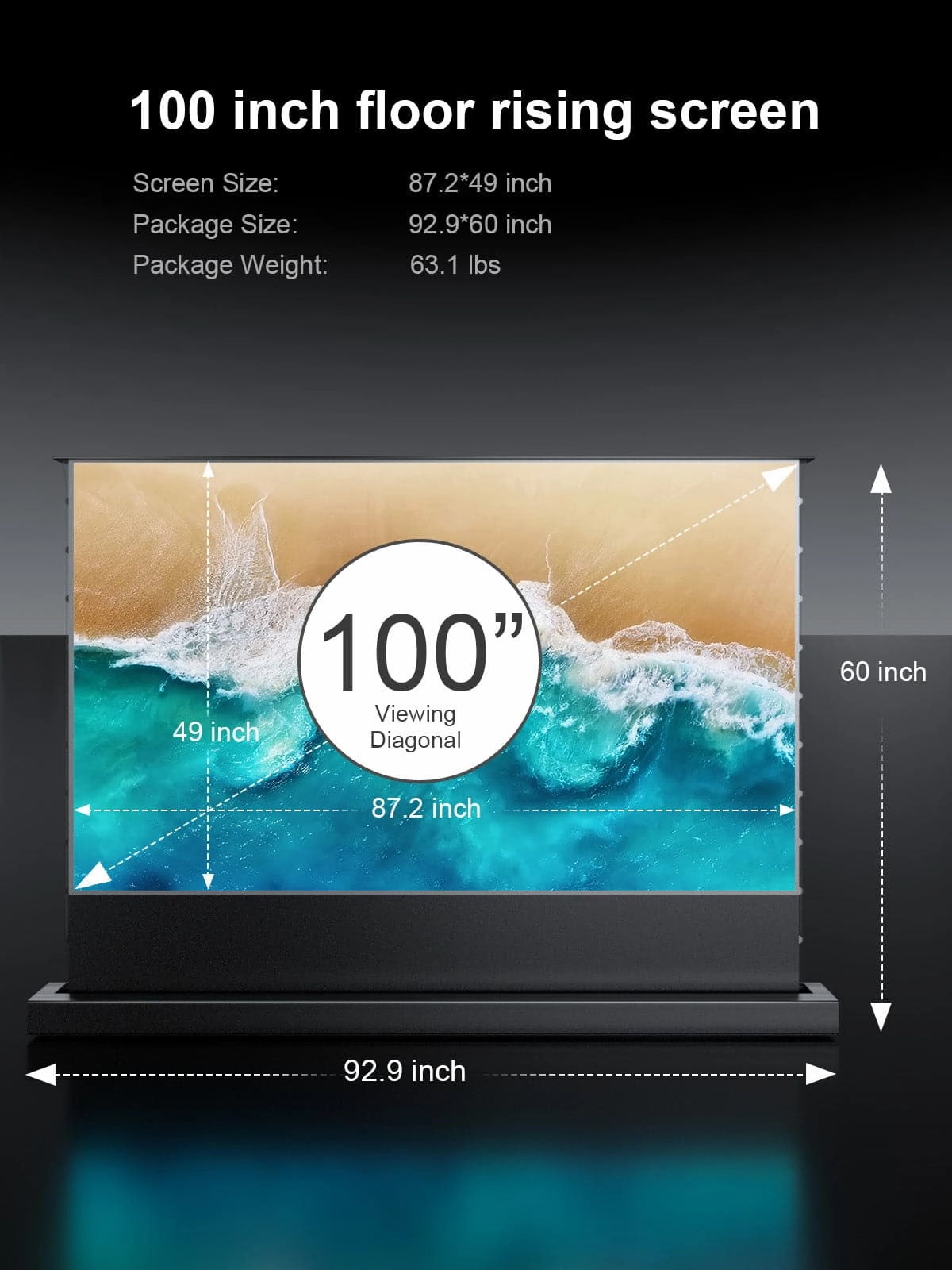 AWOL Vision LTV-3000 Pro Plus 100"-130" AWOL Vision Acoustic ALR Floor Rising Screen Bundle