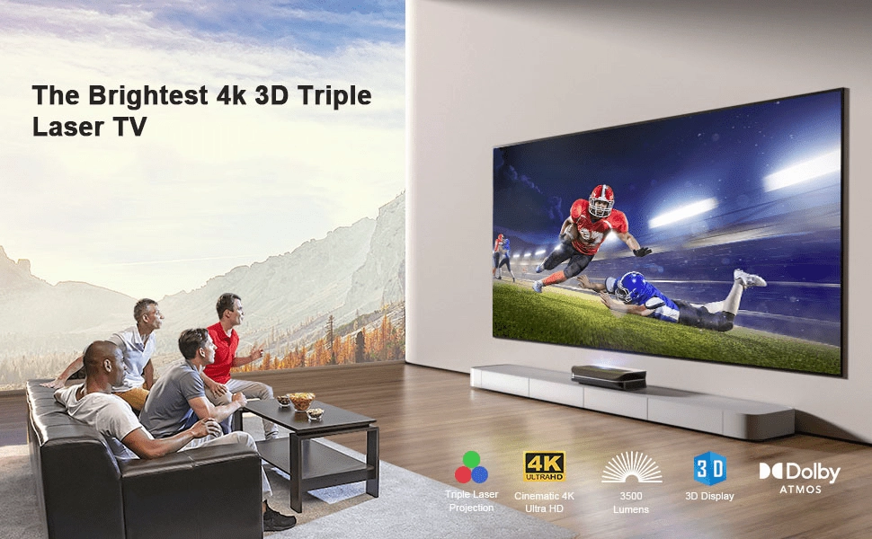 AWOL Vision LTV-3500 Pro Plus 100''-120'' Daylight ALR Screen Laser TV Bundle