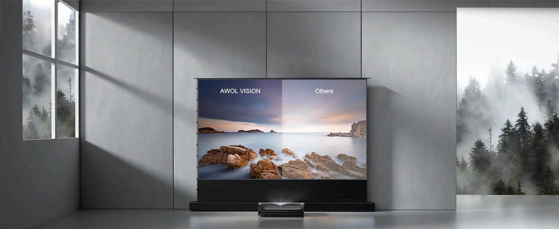 AWOL Vision LTV-3500 Pro Plus 100''-120" AWOL Vision Acoustic ALR Floor Rising Screen Bundle