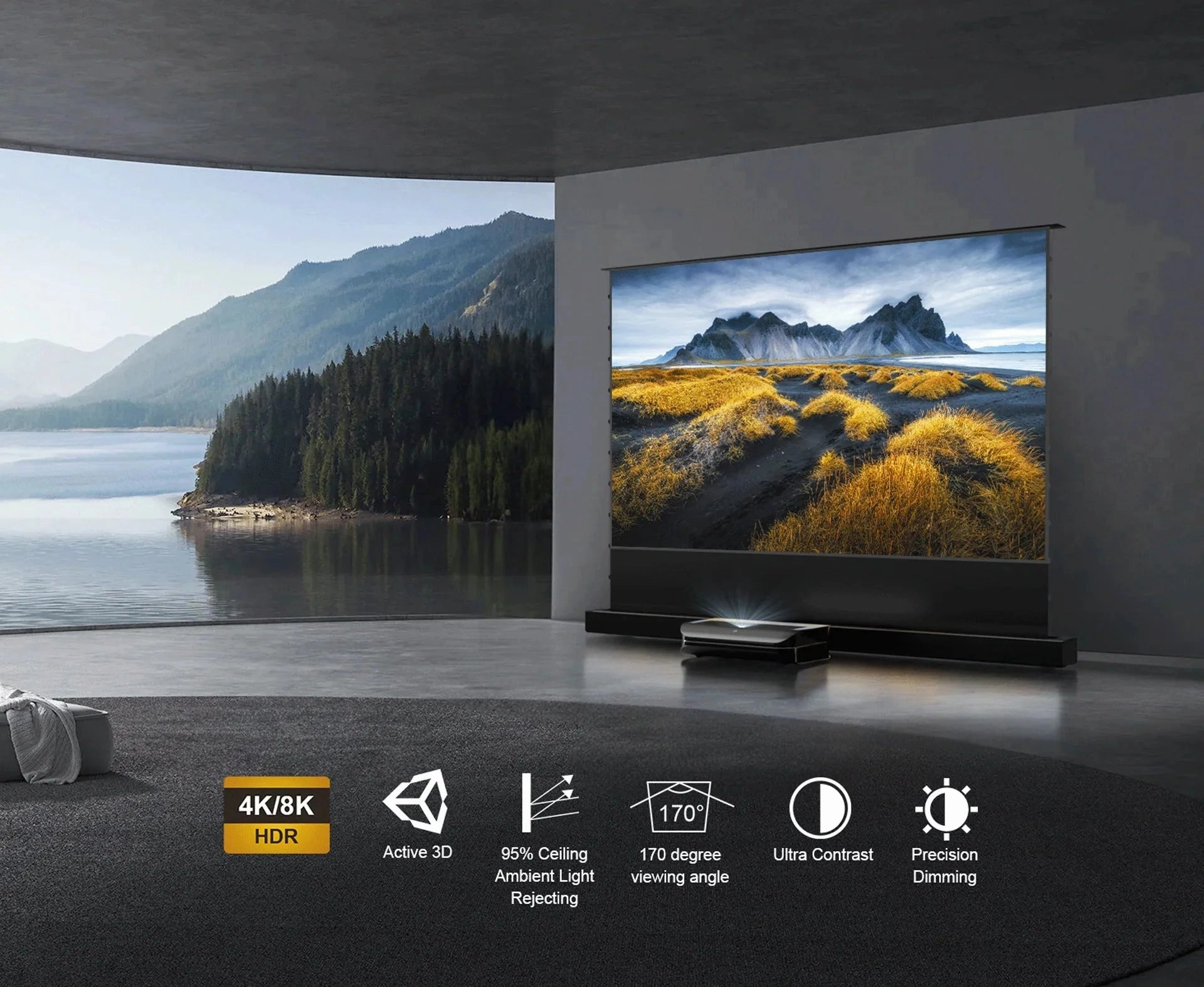 AWOL Vision LTV-3500 Pro Plus 100''-120" AWOL Vision Acoustic ALR Floor Rising Screen Bundle