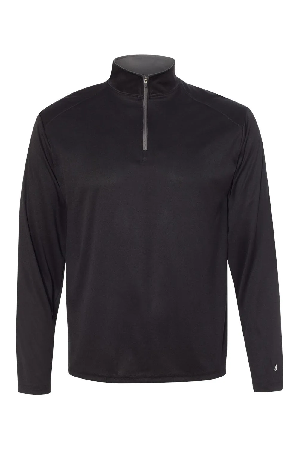 Badger Mens B-Core Moisture Wicking 1/4 Zip Sweatshirt - Black/Graphite Grey Clothing Badger
