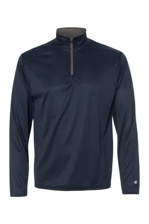 Badger Mens B-Core Moisture Wicking 1/4 Zip Sweatshirt - Navy Blue/Graphite Grey Clothing Badger