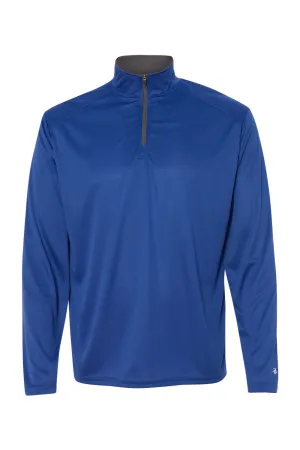 Badger Mens B-Core Moisture Wicking 1/4 Zip Sweatshirt - Royal Blue/Graphite Grey Clothing Badger