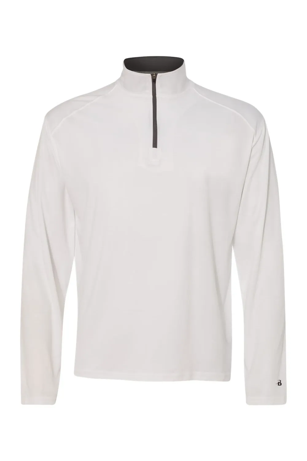 Badger Mens B-Core Moisture Wicking 1/4 Zip Sweatshirt - White/Graphite Grey Clothing Badger