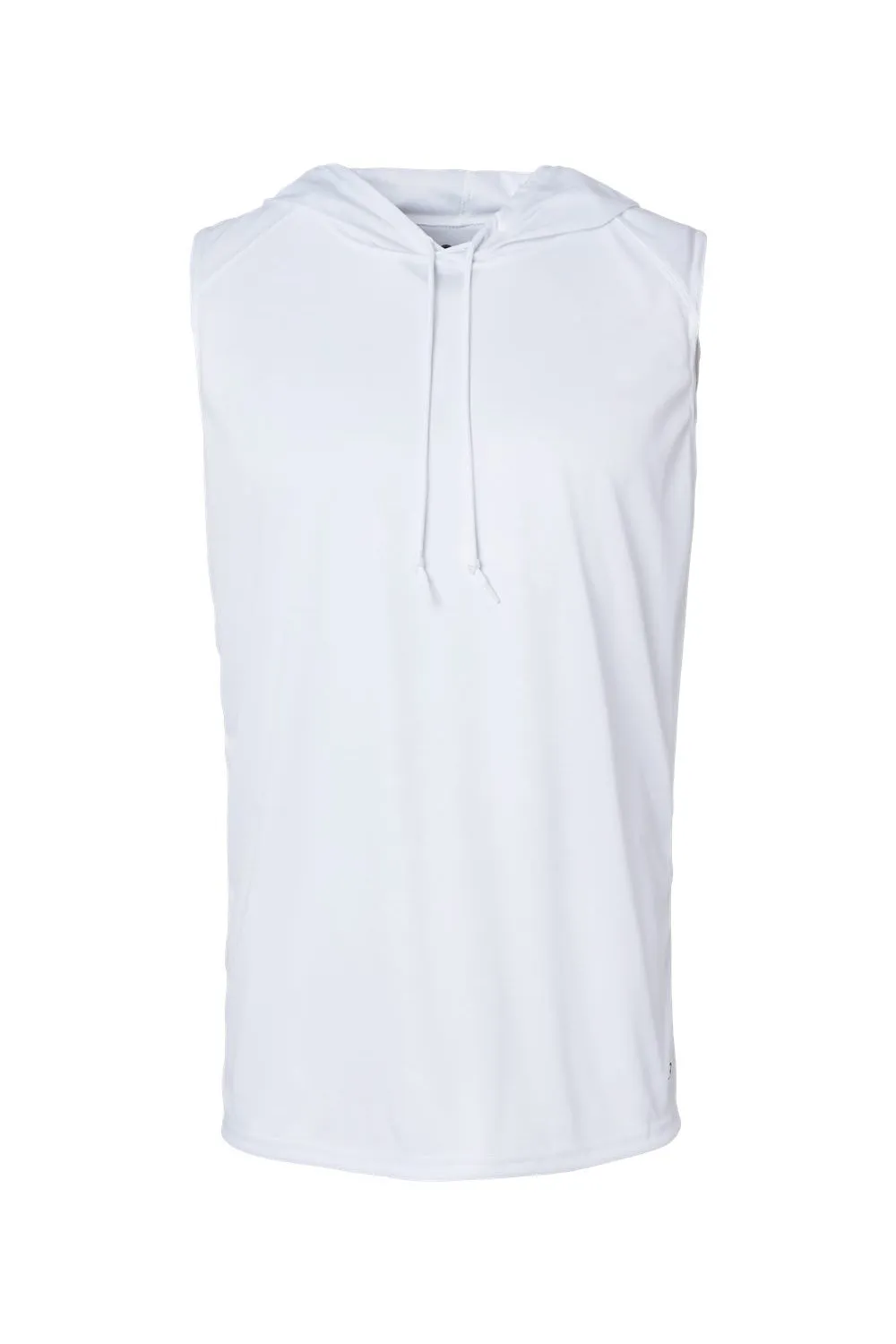 Badger Mens B-Core Moisture Wicking Hooded Tank Top Hoodie - White Clothing Badger