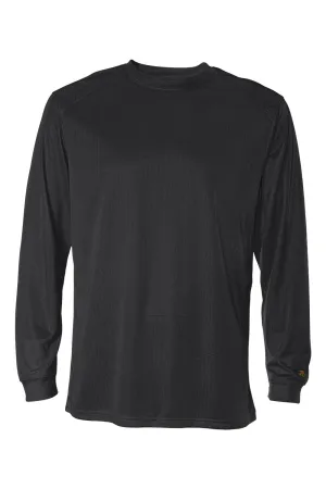 Badger Mens B-Core Moisture Wicking Long Sleeve Crewneck T-Shirt - Black Clothing Badger