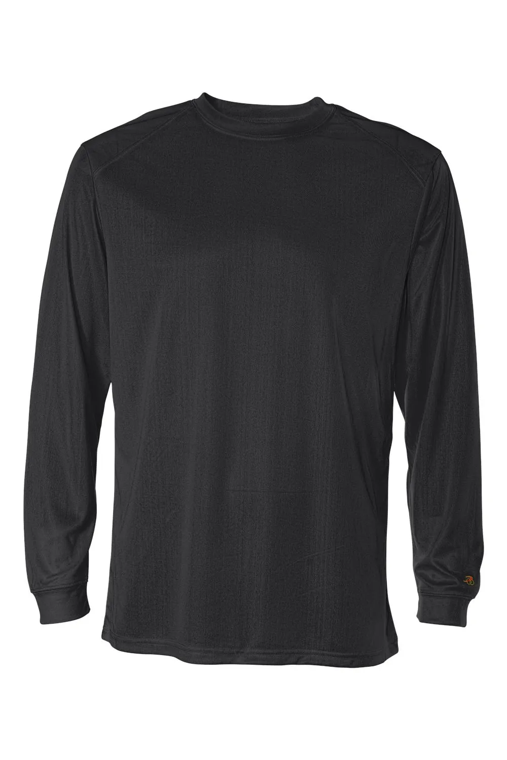 Badger Mens B-Core Moisture Wicking Long Sleeve Crewneck T-Shirt - Black Clothing Badger