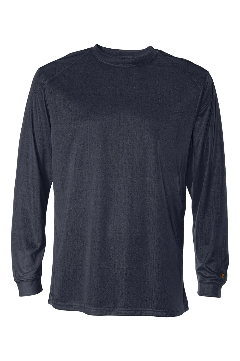 Badger Mens B-Core Moisture Wicking Long Sleeve Crewneck T-Shirt - Navy Blue Clothing Badger