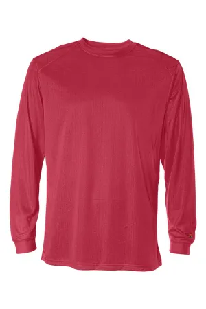Badger Mens B-Core Moisture Wicking Long Sleeve Crewneck T-Shirt - Red Clothing Badger