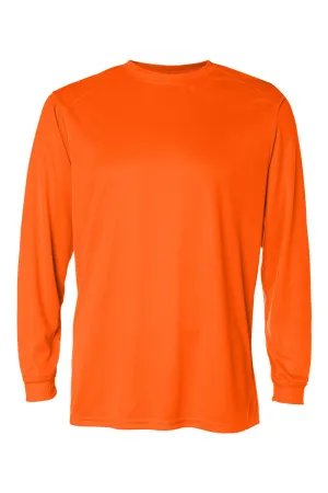 Badger Mens B-Core Moisture Wicking Long Sleeve Crewneck T-Shirt - Safety Orange Clothing Badger
